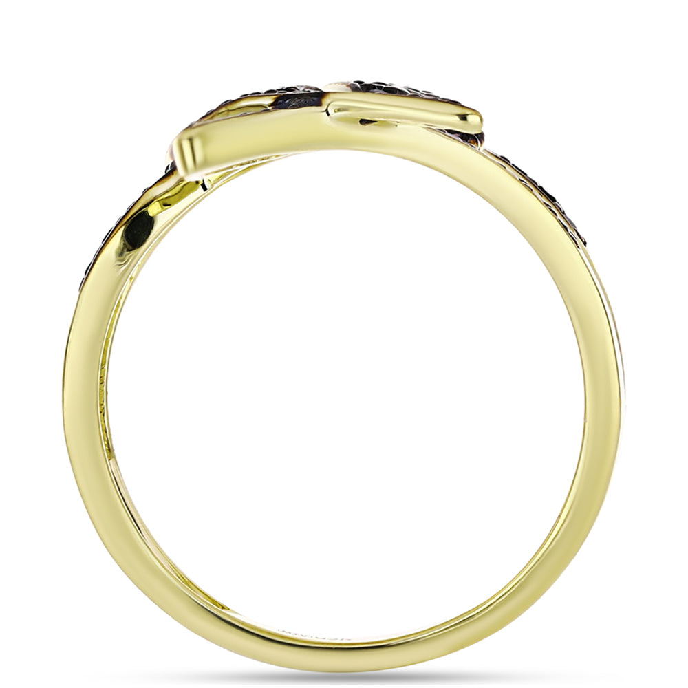 Anillo de Plata Bañada en Oro con Espinela Negra 2 