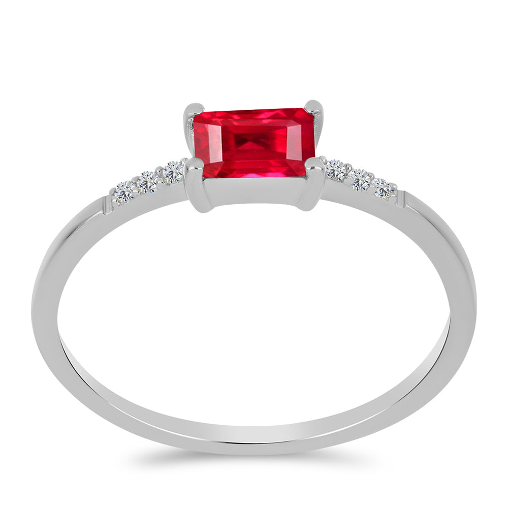 Anillo de Plata con Ágata Roja y Topacio Blanco 3 