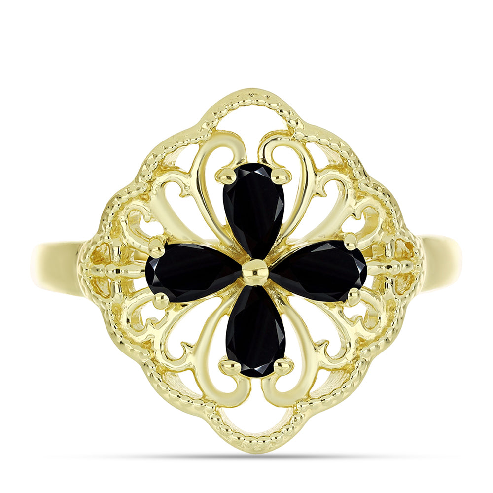 Anillo de Plata Bañada en Oro con Espinela Negra 1 