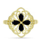 Anillo de Plata Bañada en Oro con Espinela Negra