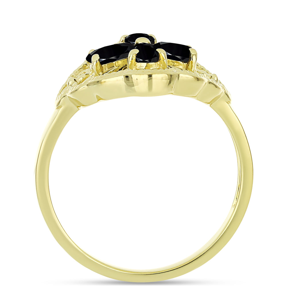 Anillo de Plata Bañada en Oro con Espinela Negra 2 