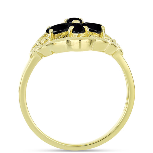 Anillo de Plata Bañada en Oro con Espinela Negra