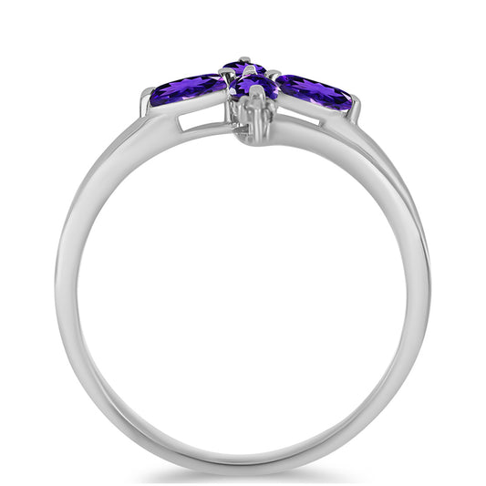 Anillo de Plata con Amatista de Marruecos y Topacio Blanco