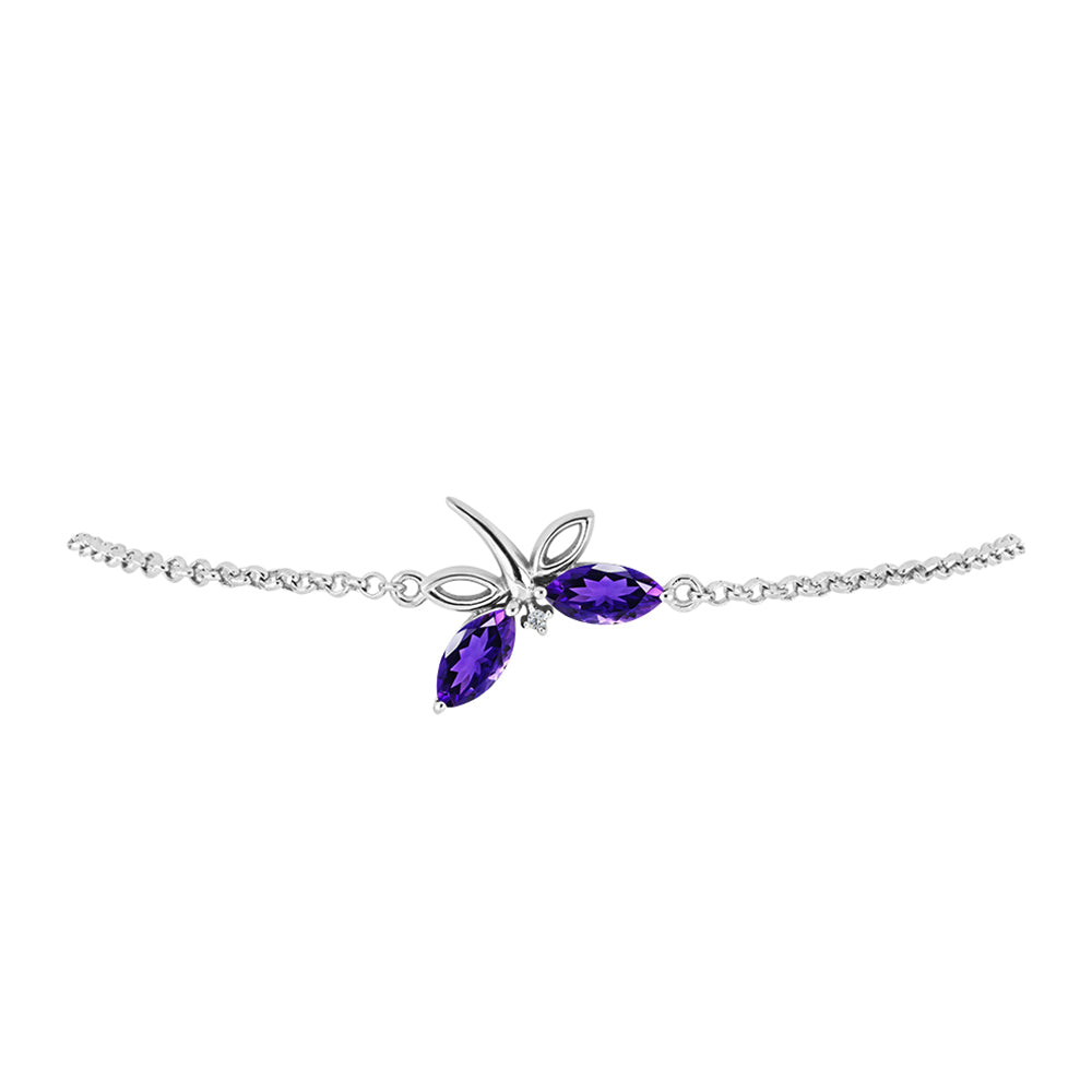 Pulsera de Plata con Amatista de Marruecos y Topacio Blanco 2 