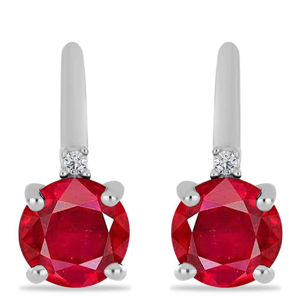 Pendientes de Plata con Ágata Roja y Topacio Blanco 1 