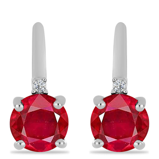 Pendientes de Plata con Ágata Roja y Topacio Blanco