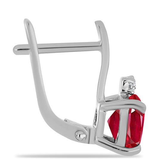 Pendientes de Plata con Ágata Roja y Topacio Blanco