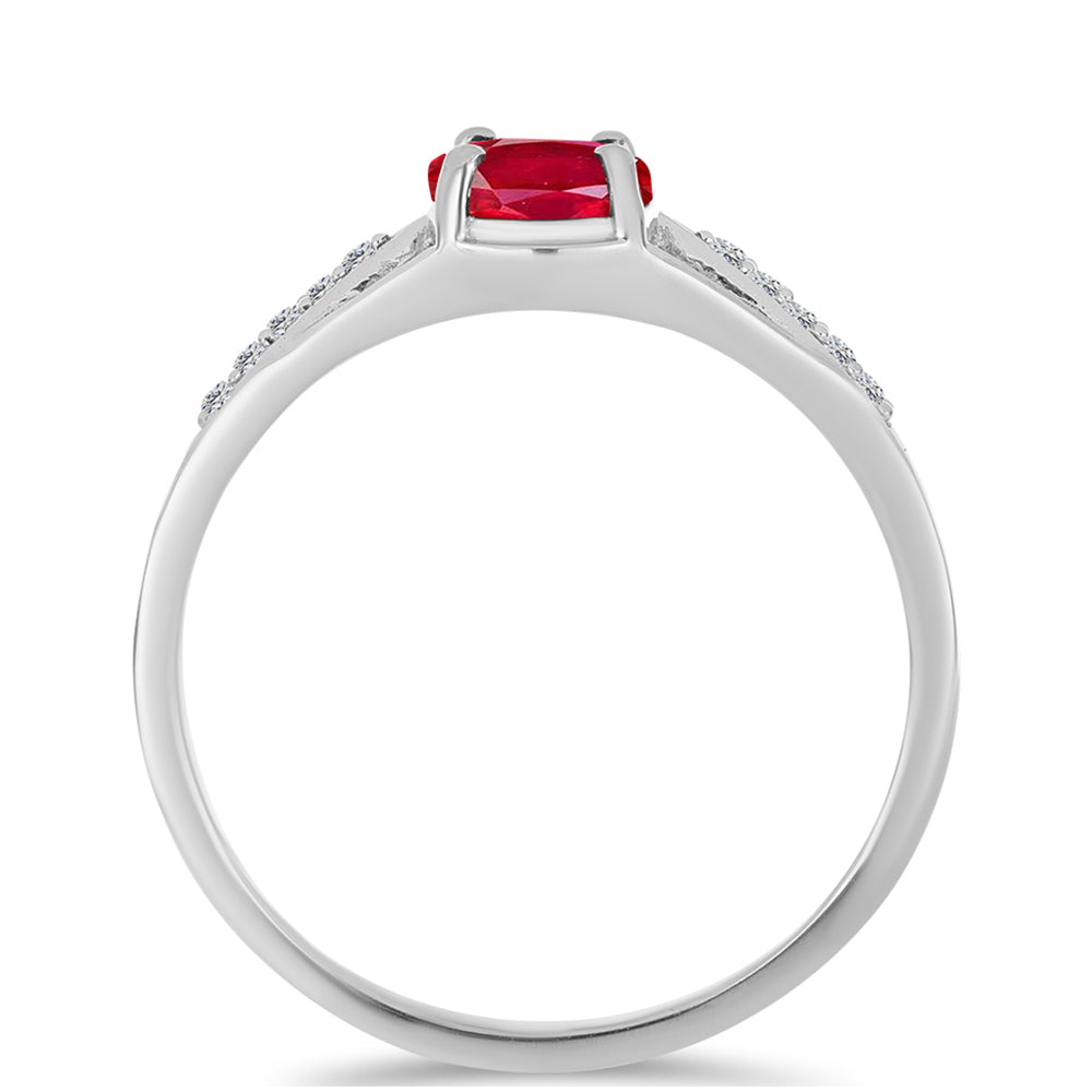 Anillo de Plata con Ágata Roja y Topacio Blanco