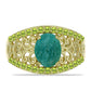 Anillo de Plata Bañada en Oro con Amazonita y Peridoto de Changbai