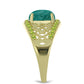 Anillo de Plata Bañada en Oro con Amazonita y Peridoto de Changbai