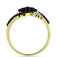 Anillo de Plata Bañada en Oro con Espinela Negra y Topacio Blanco