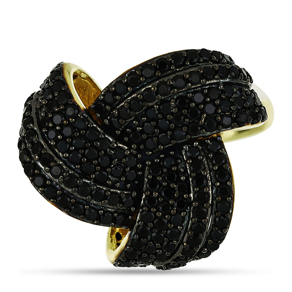 Anillo de Plata Bañada en Oro con Espinela Negra 1 