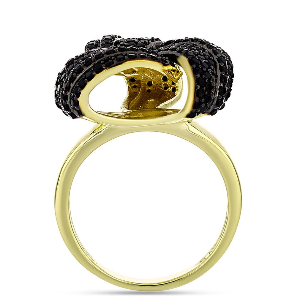 Anillo de Plata Bañada en Oro con Espinela Negra 2 