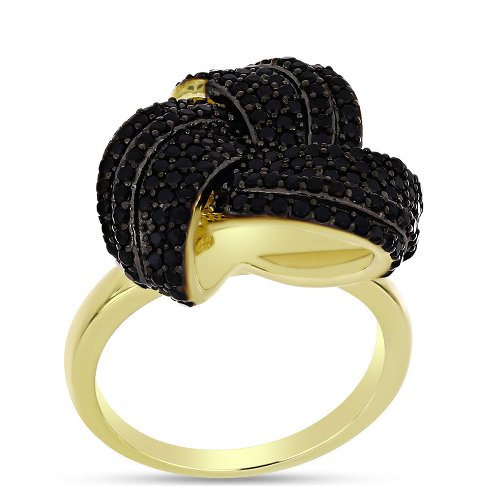 Anillo de Plata Bañada en Oro con Espinela Negra 3 