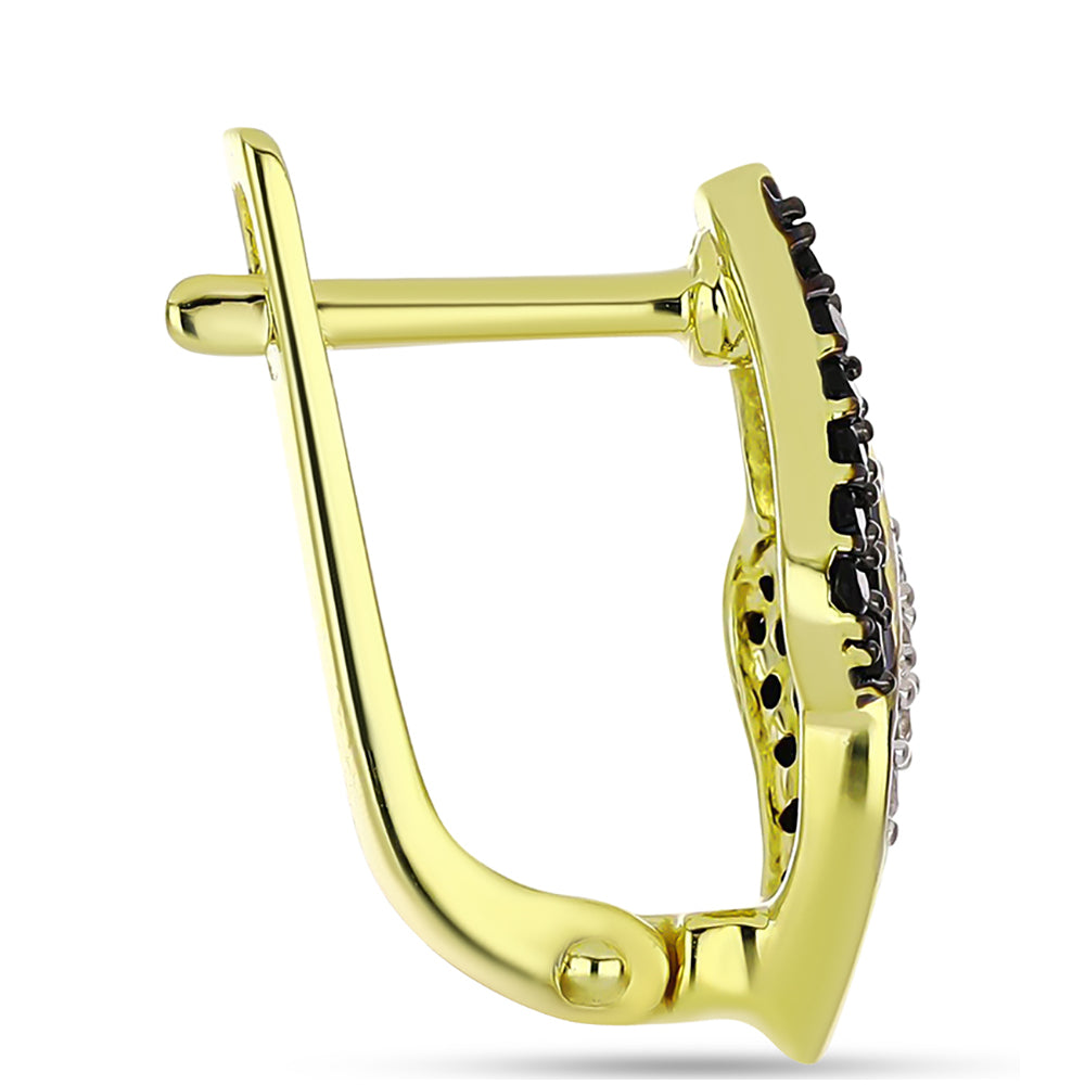 Pendientes de Plata Bañada en Oro con Espinela Negra y Topacio Blanco 2 