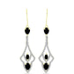Pendientes de Plata Bañada en Oro con Espinela Negra y Topacio Blanco