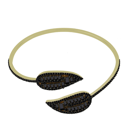 Brazalete de Plata Bañada en Oro con Espinela Negra
