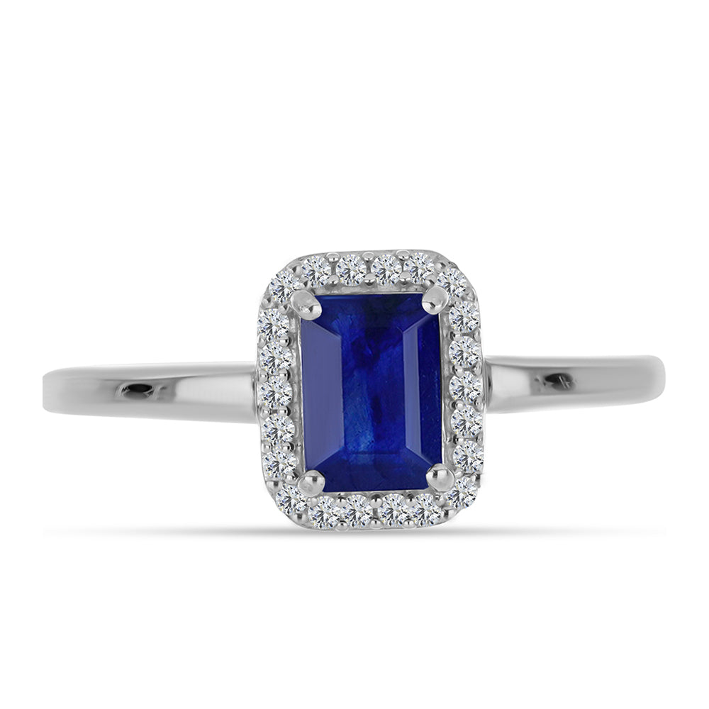 Anillo de Plata con Zafiro Azul Australiano y Topacio Blanco 1 