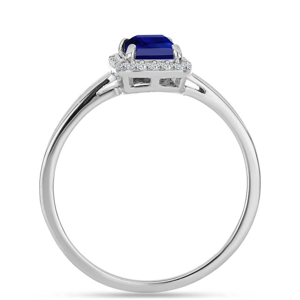 Anillo de Plata con Zafiro Azul Australiano y Topacio Blanco 2 