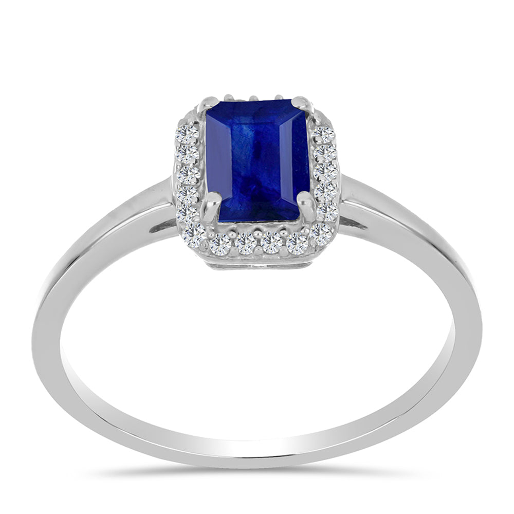 Anillo de Plata con Zafiro Azul Australiano y Topacio Blanco 3 