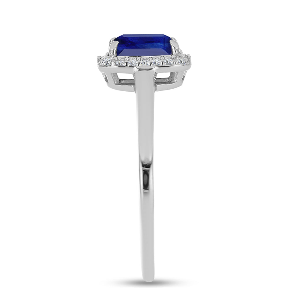 Anillo de Plata con Zafiro Azul Australiano y Topacio Blanco 4 