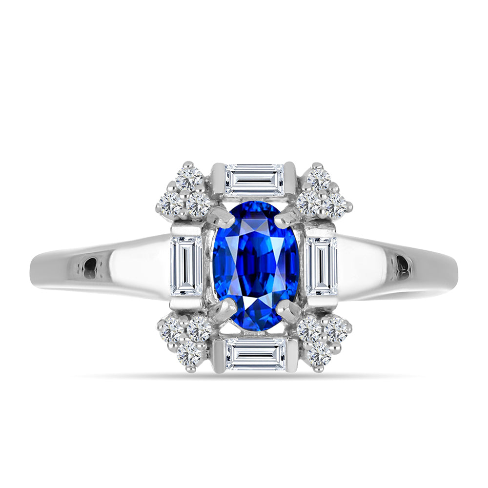 Anillo de Plata con Zafiro Azul Australiano y Zircón Blanco 1 