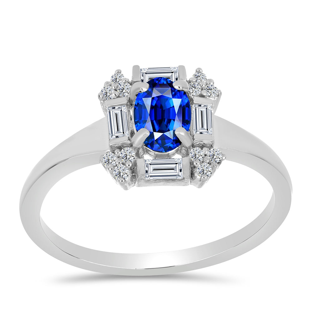 Anillo de Plata con Zafiro Azul Australiano y Zircón Blanco 3 
