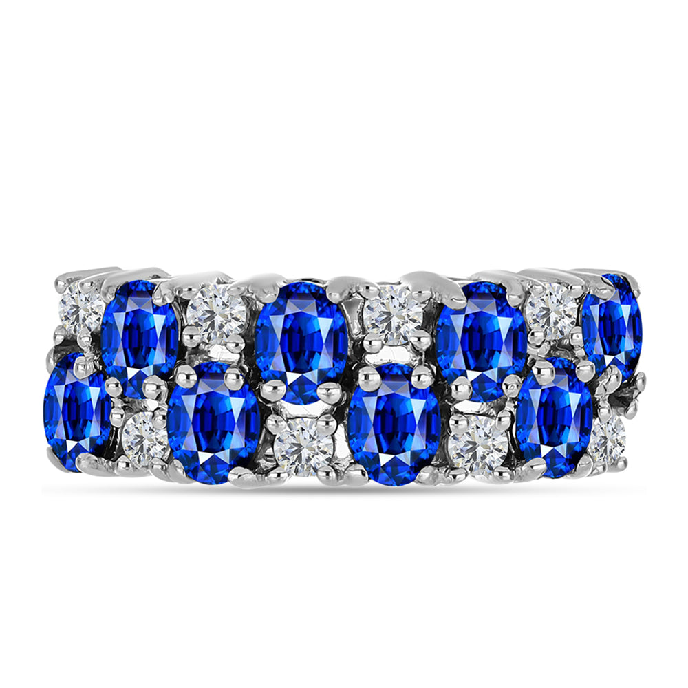 Anillo de Plata con Zafiro Azul Australiano y Topacio Blanco 2 