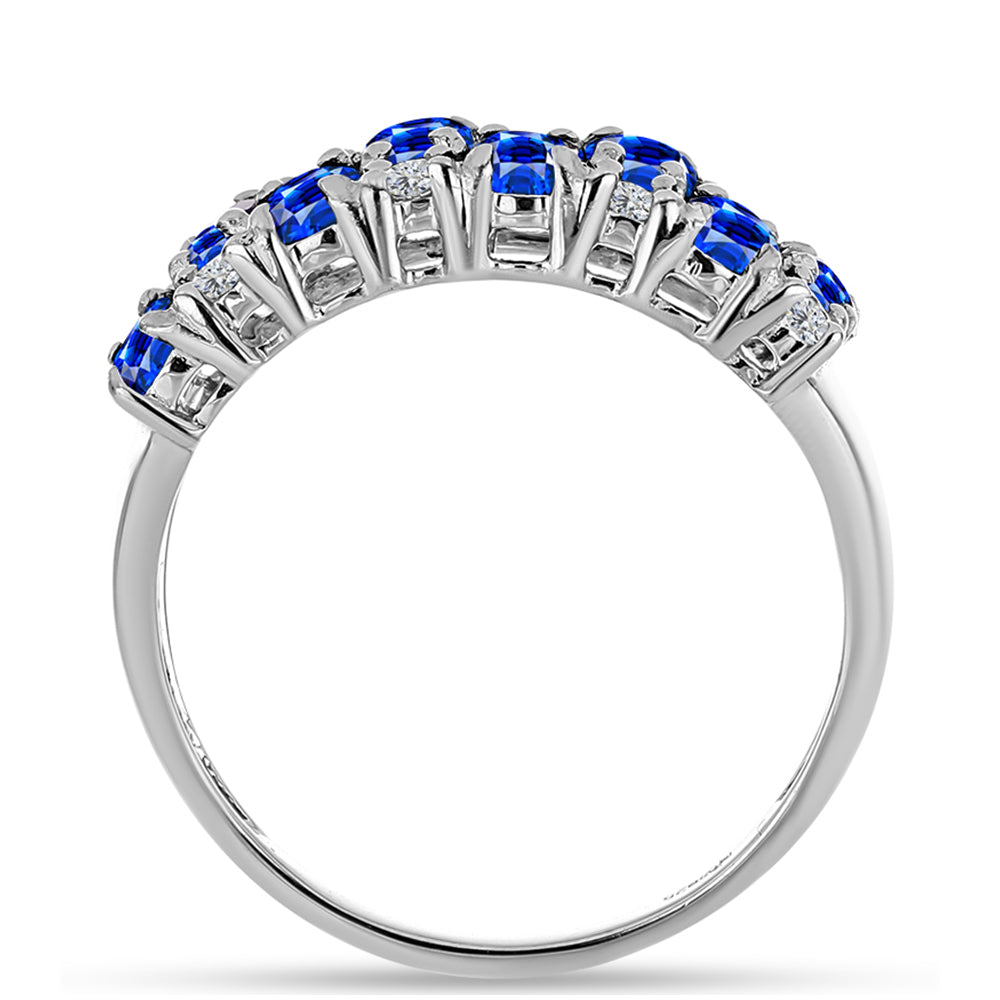 Anillo de Plata con Zafiro Azul Australiano y Topacio Blanco 3 