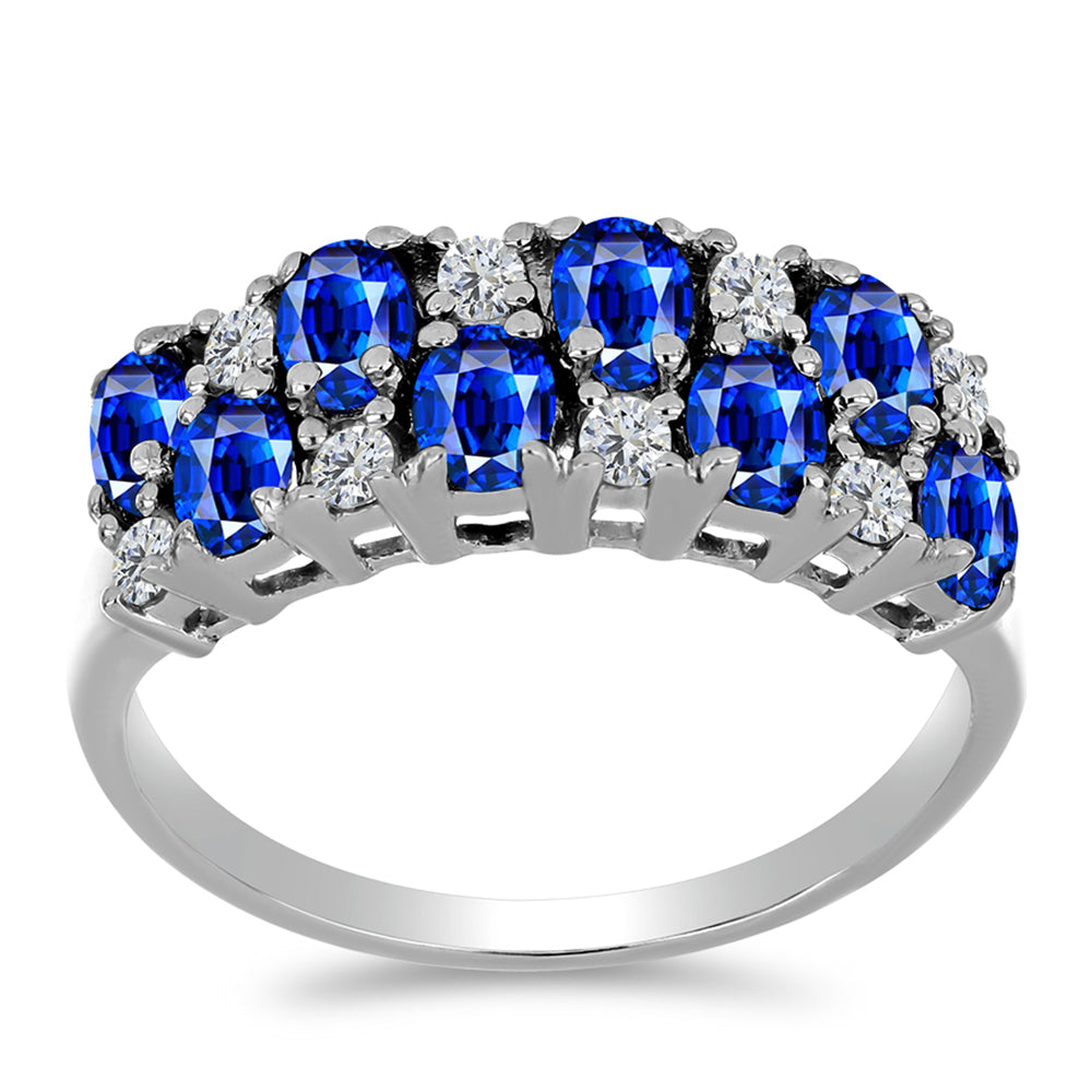 Anillo de Plata con Zafiro Azul Australiano y Topacio Blanco 1 