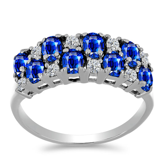 Anillo de Plata con Zafiro Azul Australiano y Topacio Blanco
