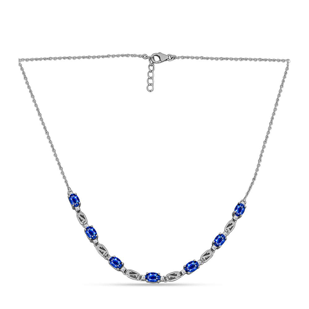 Collar de Plata con Zafiro Azul Australiano y Topacio Blanco