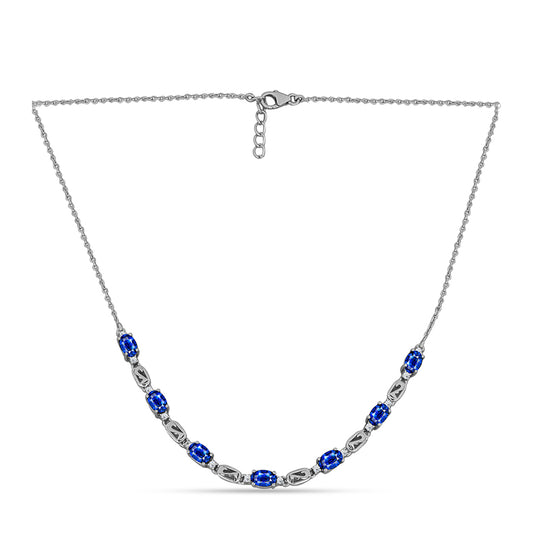 Collar de Plata con Zafiro Azul Australiano y Topacio Blanco