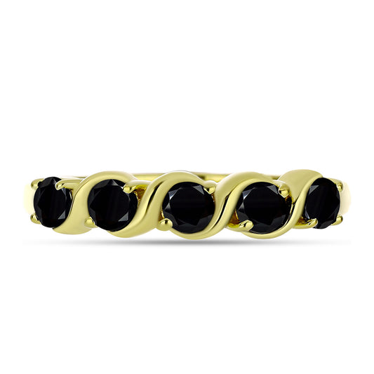 Anillo de Plata Bañada en Oro con Espinela Negra