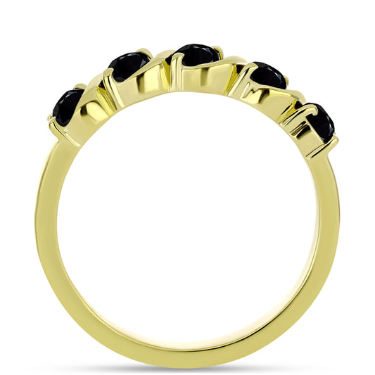 Anillo de Plata Bañada en Oro con Espinela Negra