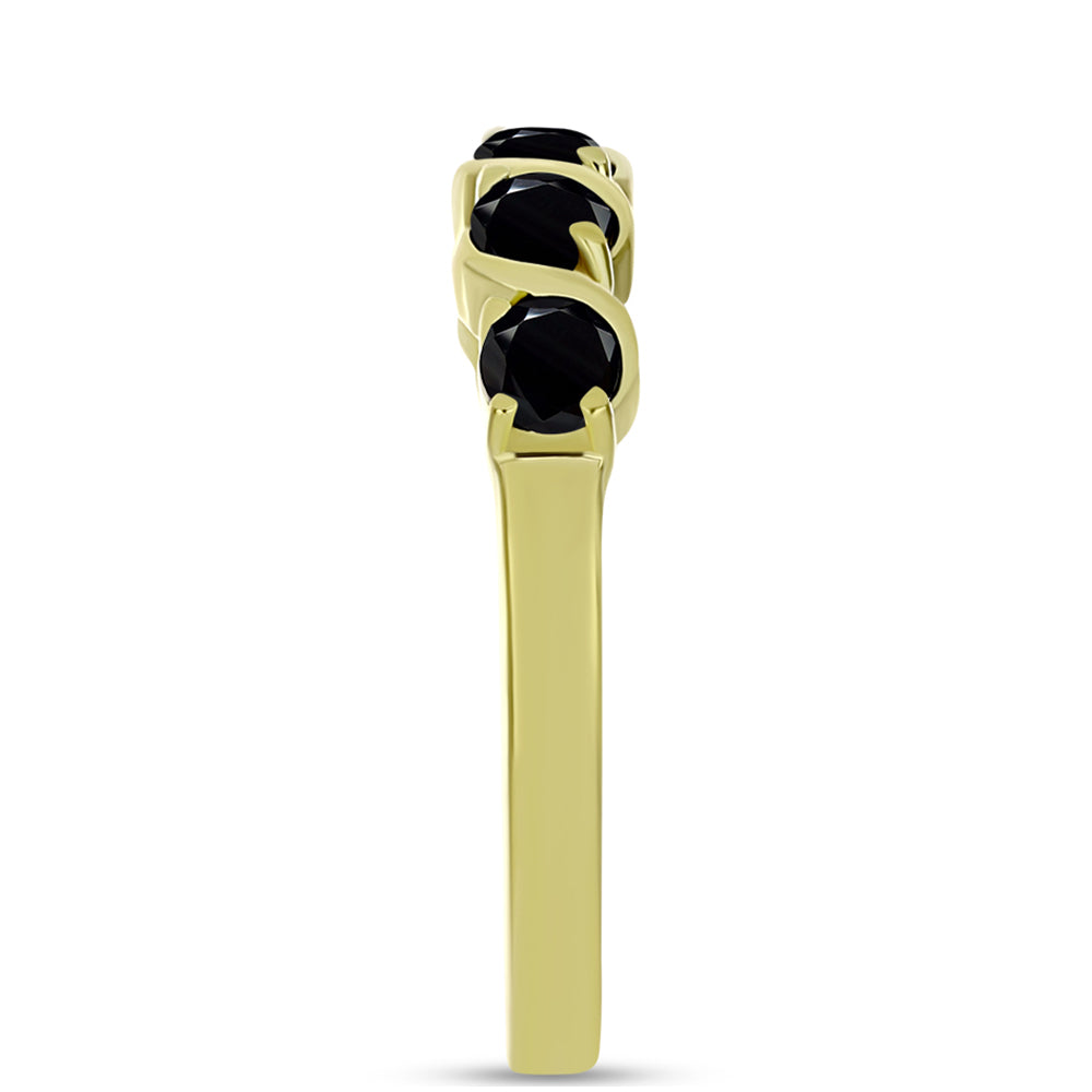 Anillo de Plata Bañada en Oro con Espinela Negra 4 