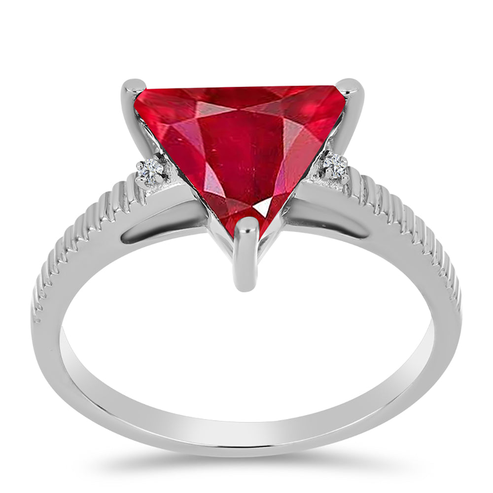 Anillo de Plata con Ágata Roja y Topacio Blanco 3 