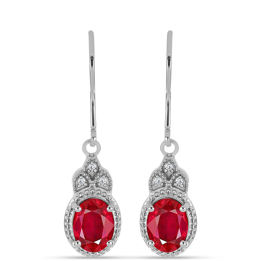 Pendientes de Plata con Ágata Roja y Topacio Blanco