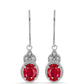 Pendientes de Plata con Ágata Roja y Topacio Blanco
