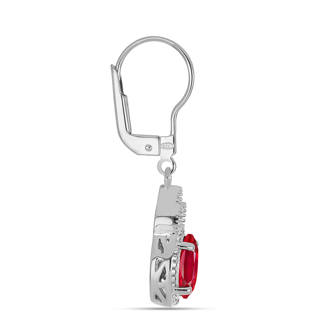 Pendientes de Plata con Ágata Roja y Topacio Blanco 2 