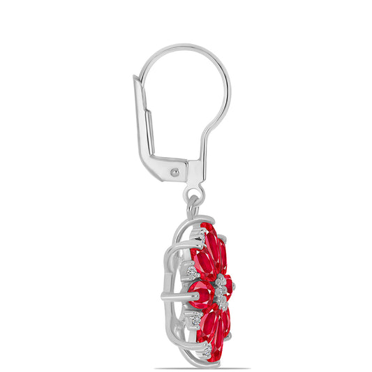 Pendientes de Plata con Ágata Roja y Topacio Blanco