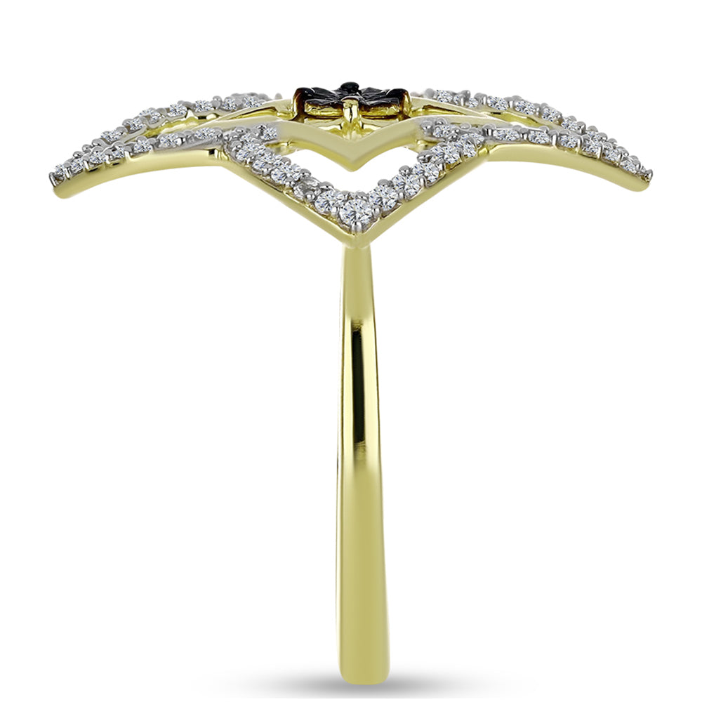 Anillo de Plata Bañada en Oro con Diamante Azul y Topacio Blanco 4 