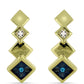 Pendientes de Plata Bañada en Oro con Diamante Azul y Topacio Blanco