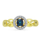 Anillo de Plata Bañada en Oro con Diamante Azul y Topacio Blanco