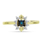 Anillo de Plata Bañada en Oro con Diamante Azul y Topacio Blanco