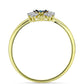 Anillo de Plata Bañada en Oro con Diamante Azul y Topacio Blanco
