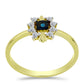 Anillo de Plata Bañada en Oro con Diamante Azul y Topacio Blanco