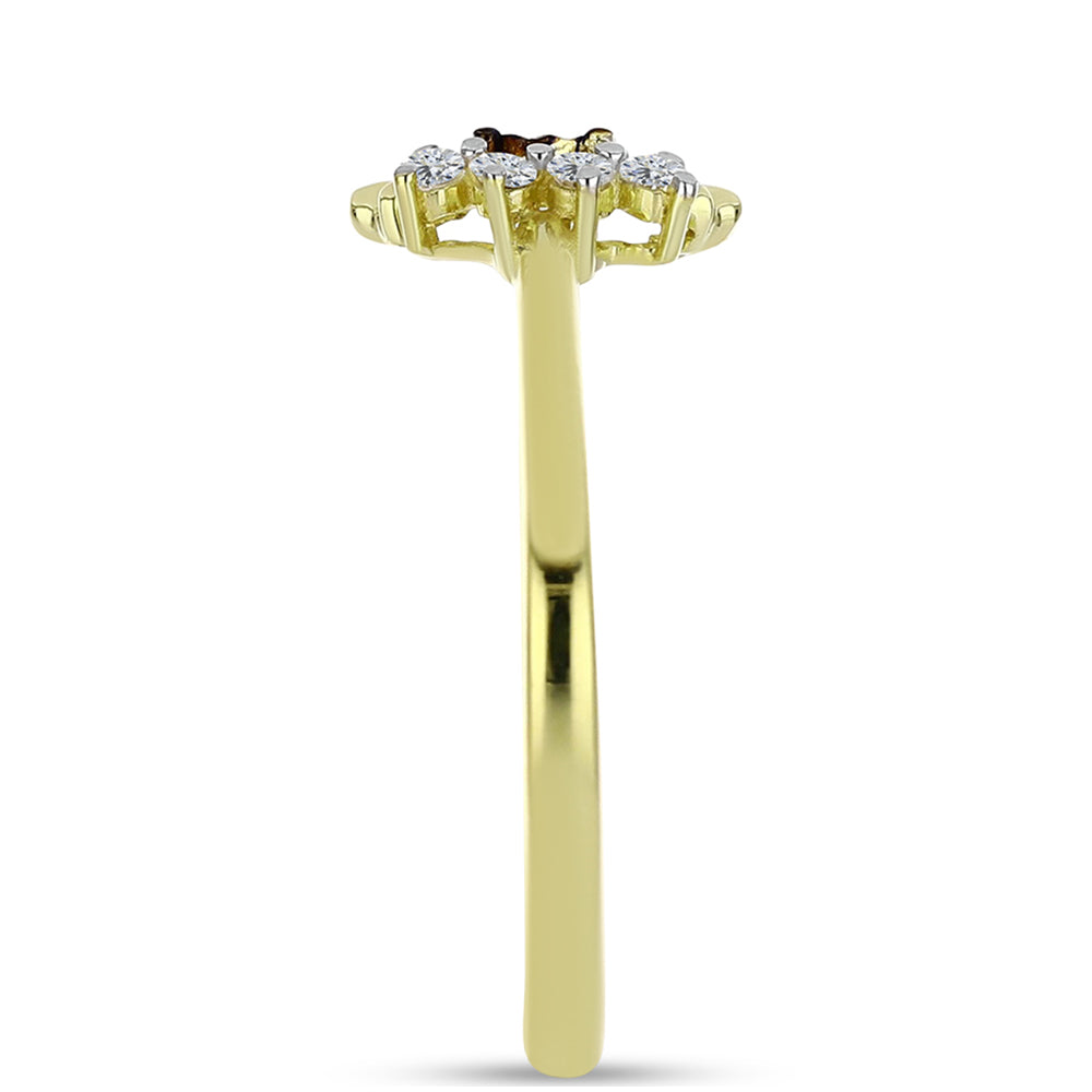 Anillo de Plata Bañada en Oro con Diamante Azul y Topacio Blanco 4 