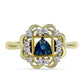 Anillo de Plata Bañada en Oro con Diamante Azul y Topacio Blanco