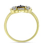 Anillo de Plata Bañada en Oro con Diamante Azul y Topacio Blanco